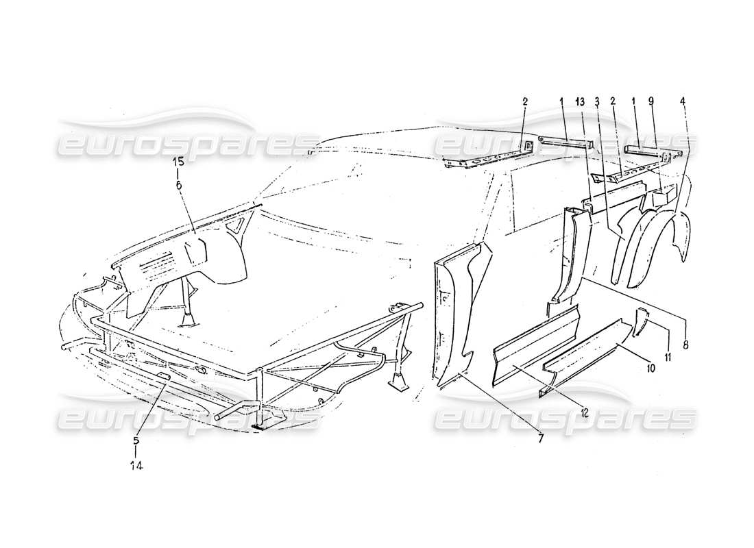 a part diagram from the ferrari 365 gt 2+2 (coachwork) parts catalogue