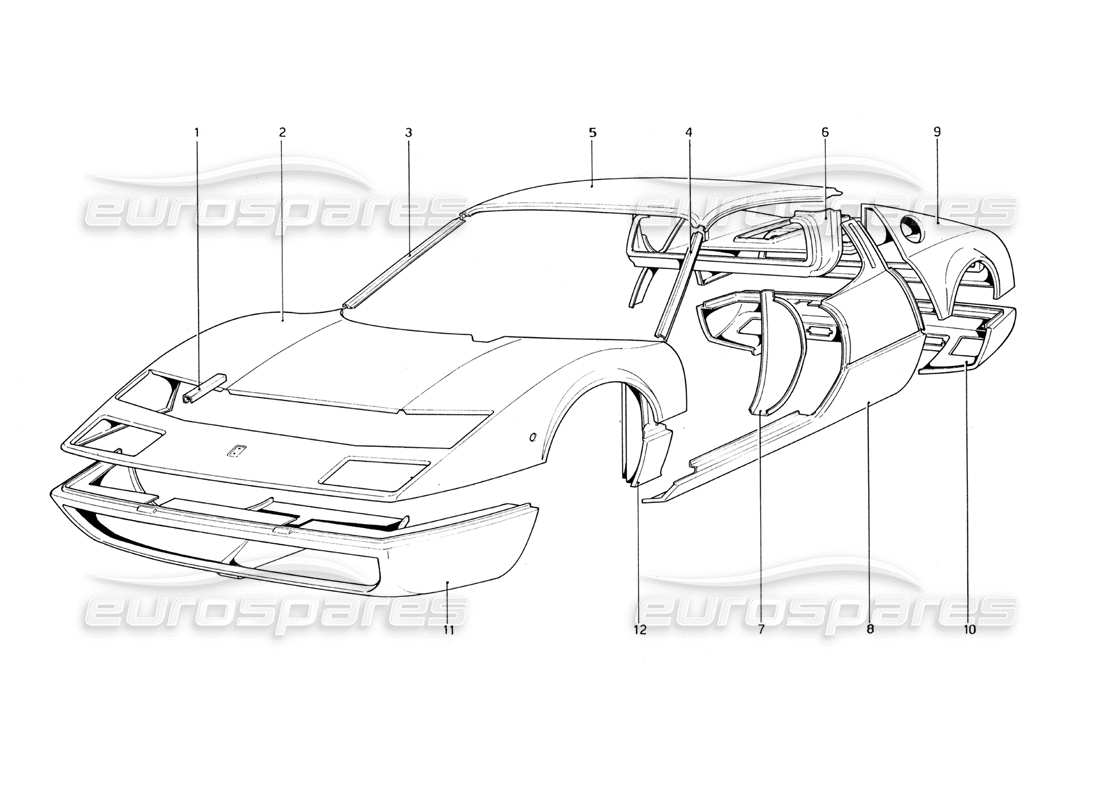 a part diagram from the ferrari 365 gt4 berlinetta boxer parts catalogue