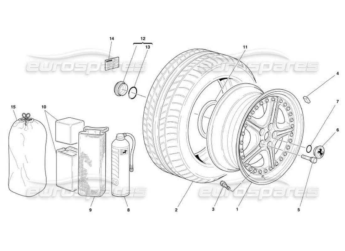 ferrari 550 barchetta wheels part diagram