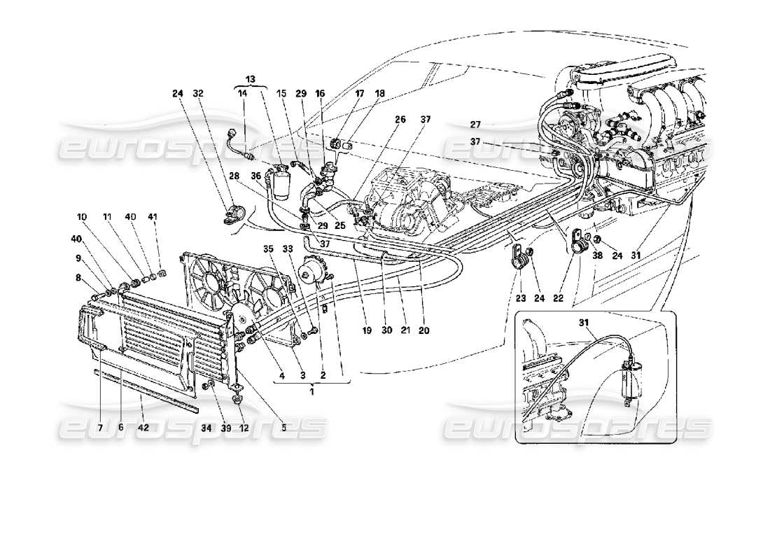 ferrari 512 tr air conditioning system part diagram