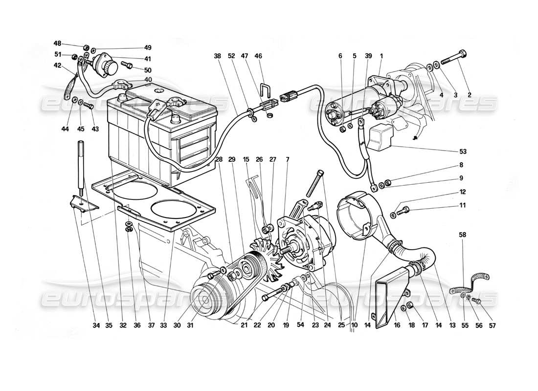 ferrari testarossa (1990) current generation part diagram