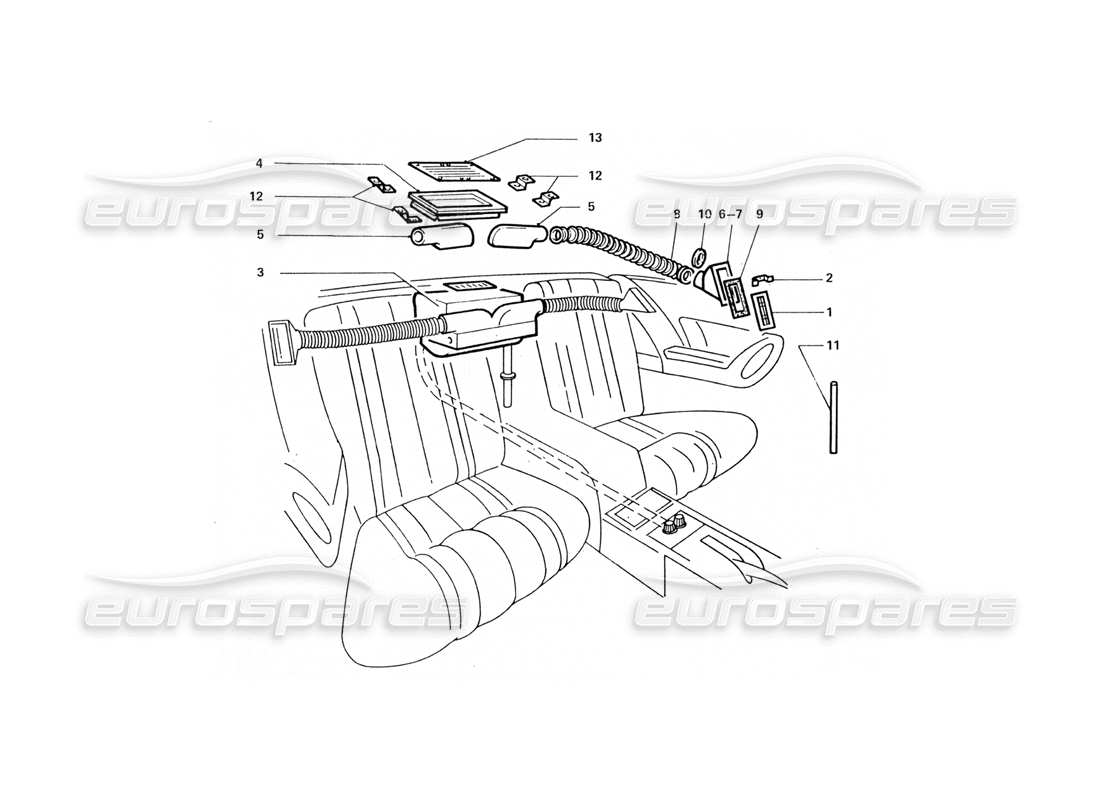 ferrari 412 (coachwork) inner rear ac unit part diagram