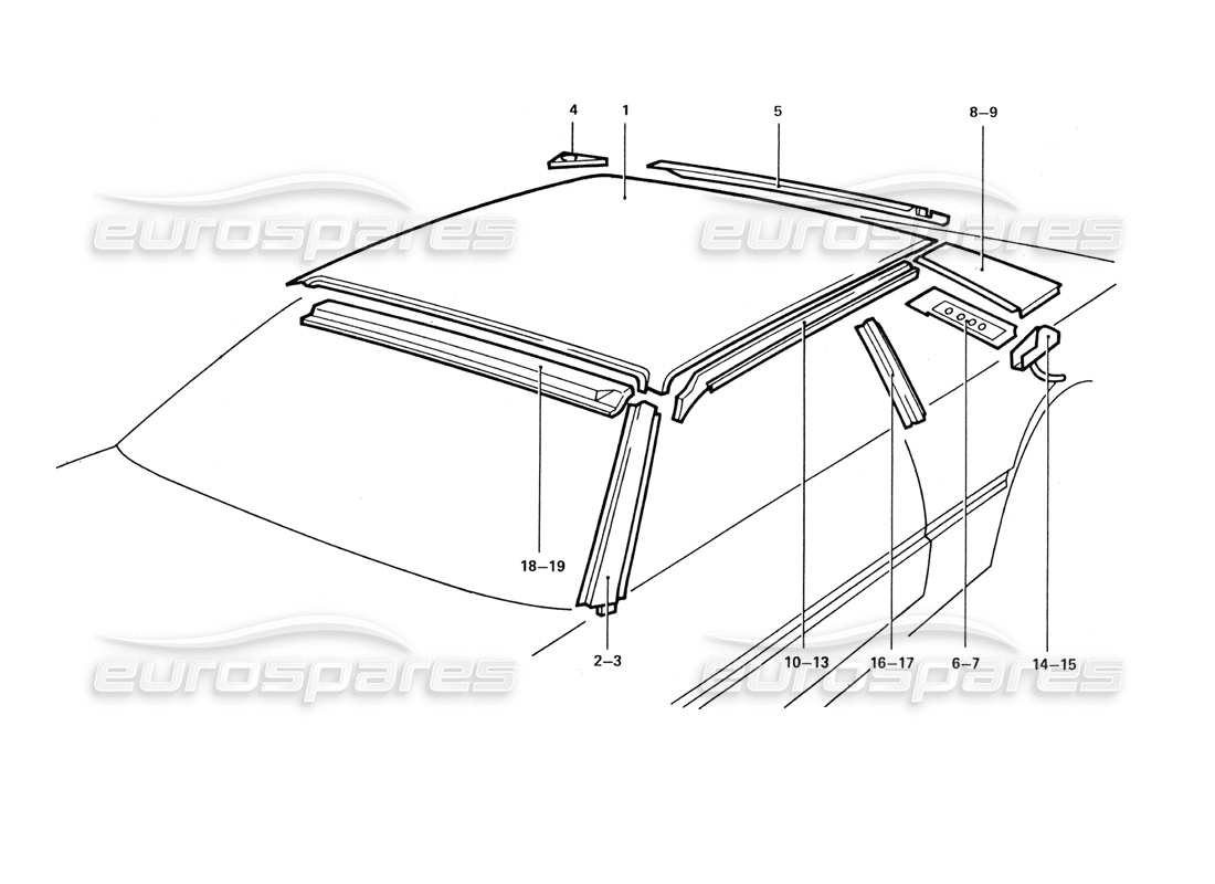 ferrari 412 (coachwork) roof panels part diagram