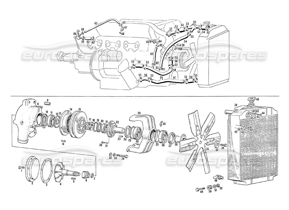 maserati mistral 3.7 water pump and fan part diagram