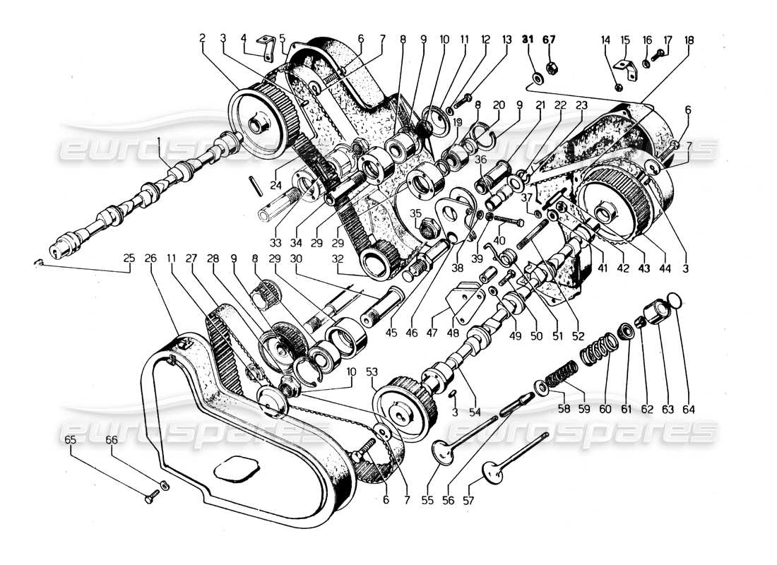 lamborghini urraco p250 / p250s distribution parts diagram