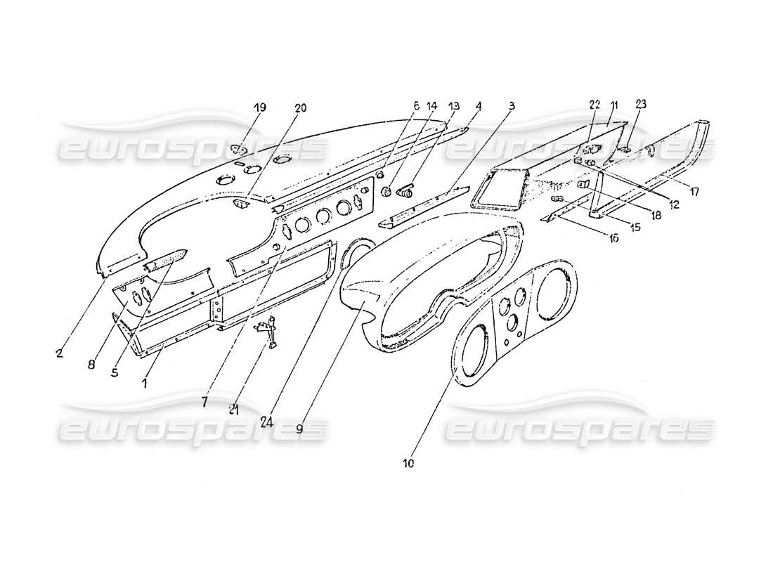 ferrari 365 gt 2+2 (coachwork) dash board part diagram