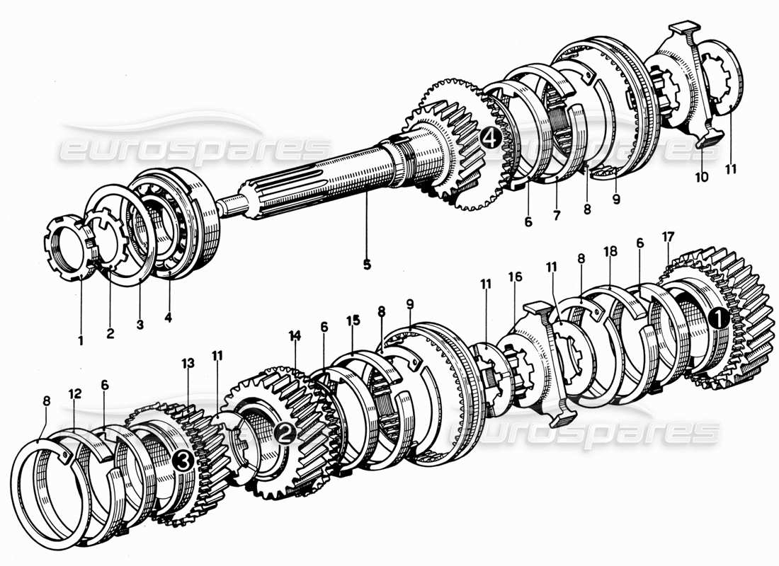 ferrari 365 gt 2+2 (mechanical) lay shaft part diagram