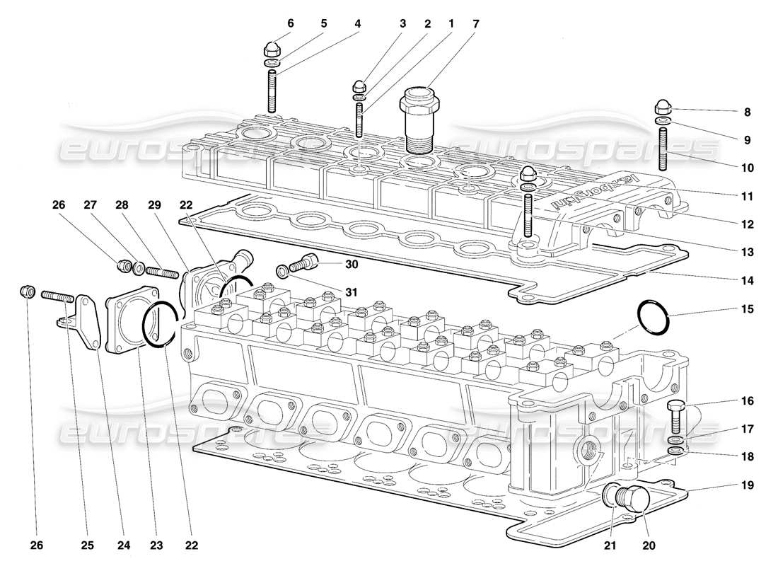 lamborghini diablo vt (1994) accessories for right cylinder head part diagram