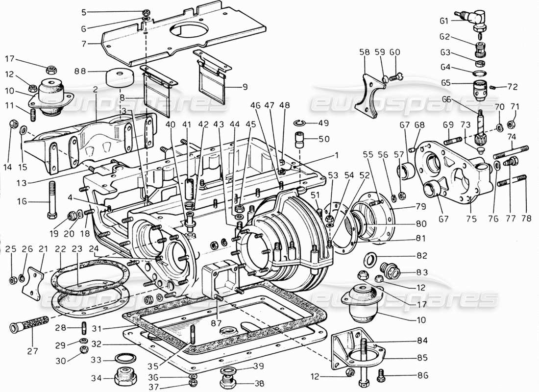 ferrari 206 gt dino (1969) oil sump - gear box and differential part diagram