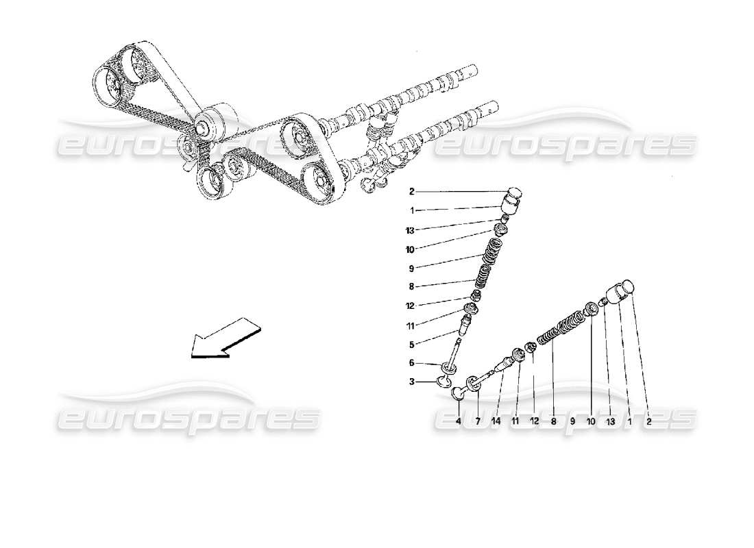 ferrari mondial 3.4 t coupe/cabrio timing tappet part diagram