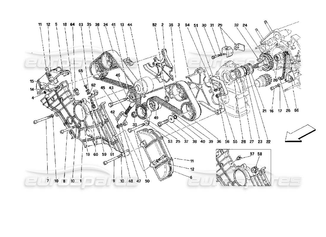 ferrari mondial 3.4 t coupe/cabrio timing - controls part diagram