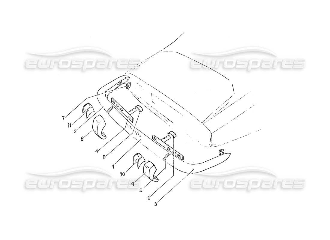 ferrari 365 gt 2+2 (coachwork) rear bumpers part diagram