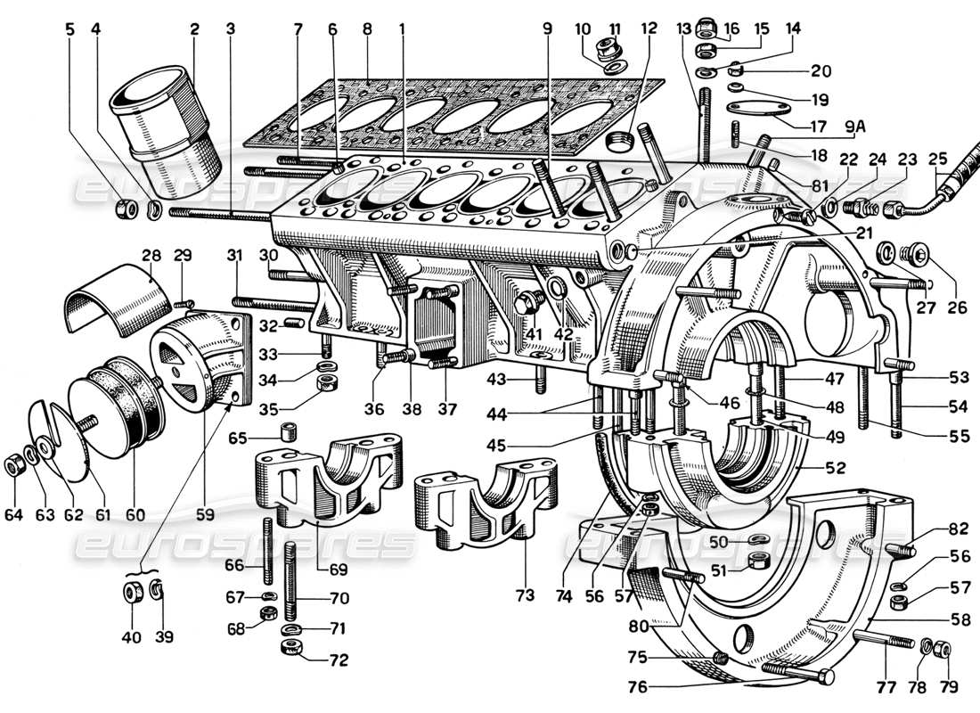 ferrari 365 gt 2+2 (mechanical) crankcase part diagram