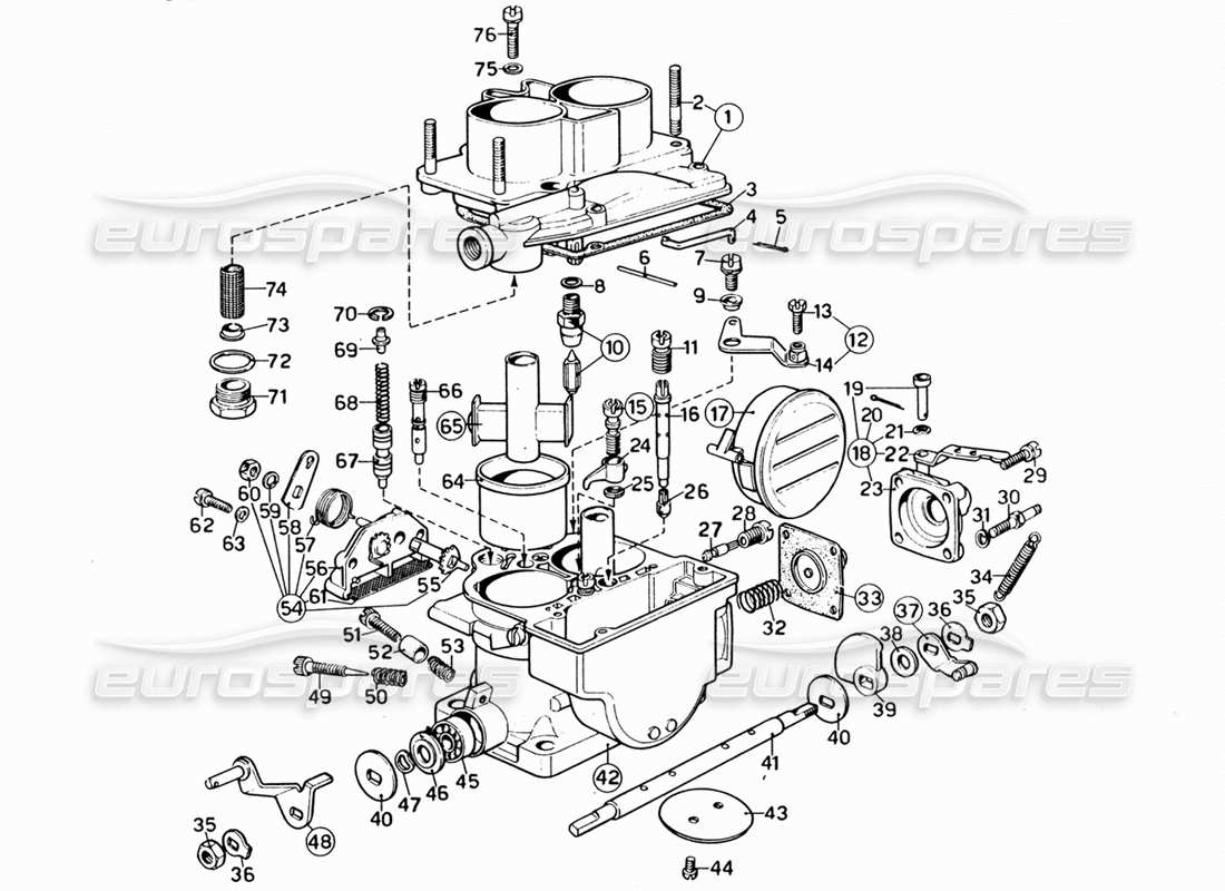 ferrari 206 gt dino (1969) weber 40 dcnf-1 carburettor part diagram