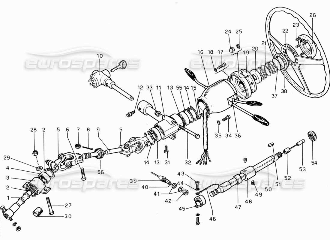 ferrari 206 gt dino (1969) steering control part diagram