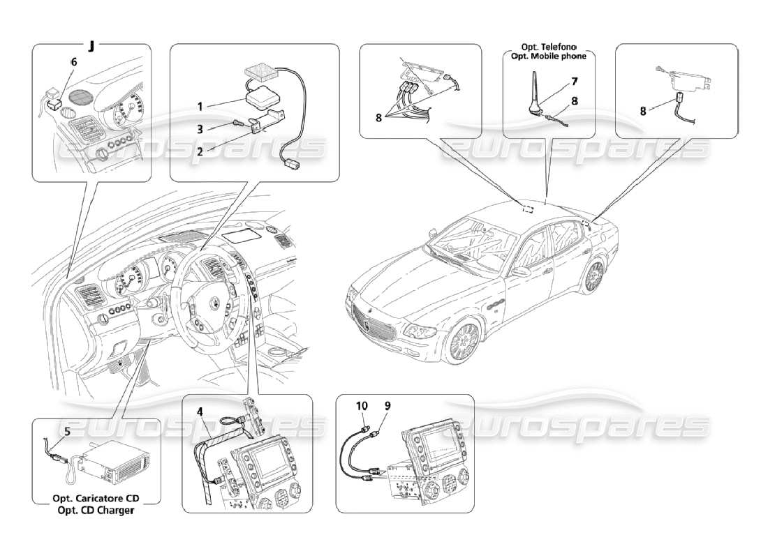 maserati qtp. (2006) 4.2 system for reception and connection part diagram