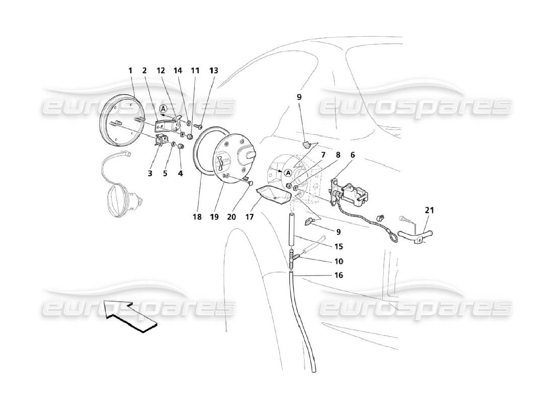 maserati qtp. (2006) 4.2 fuel door and controls part diagram