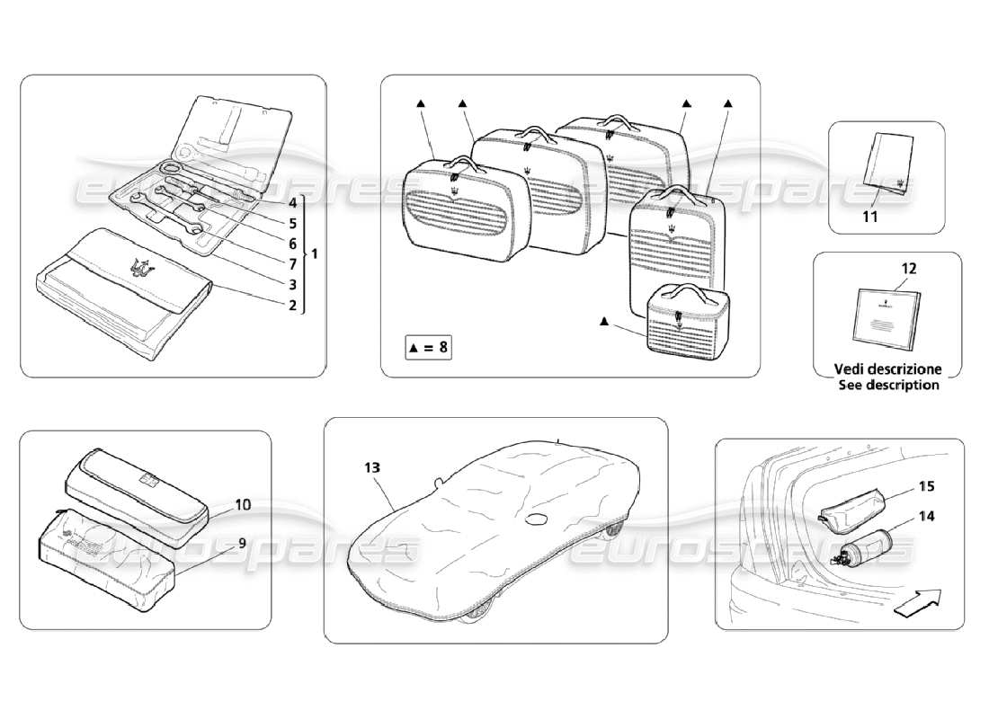 maserati qtp. (2006) 4.2 tools and accessories part diagram