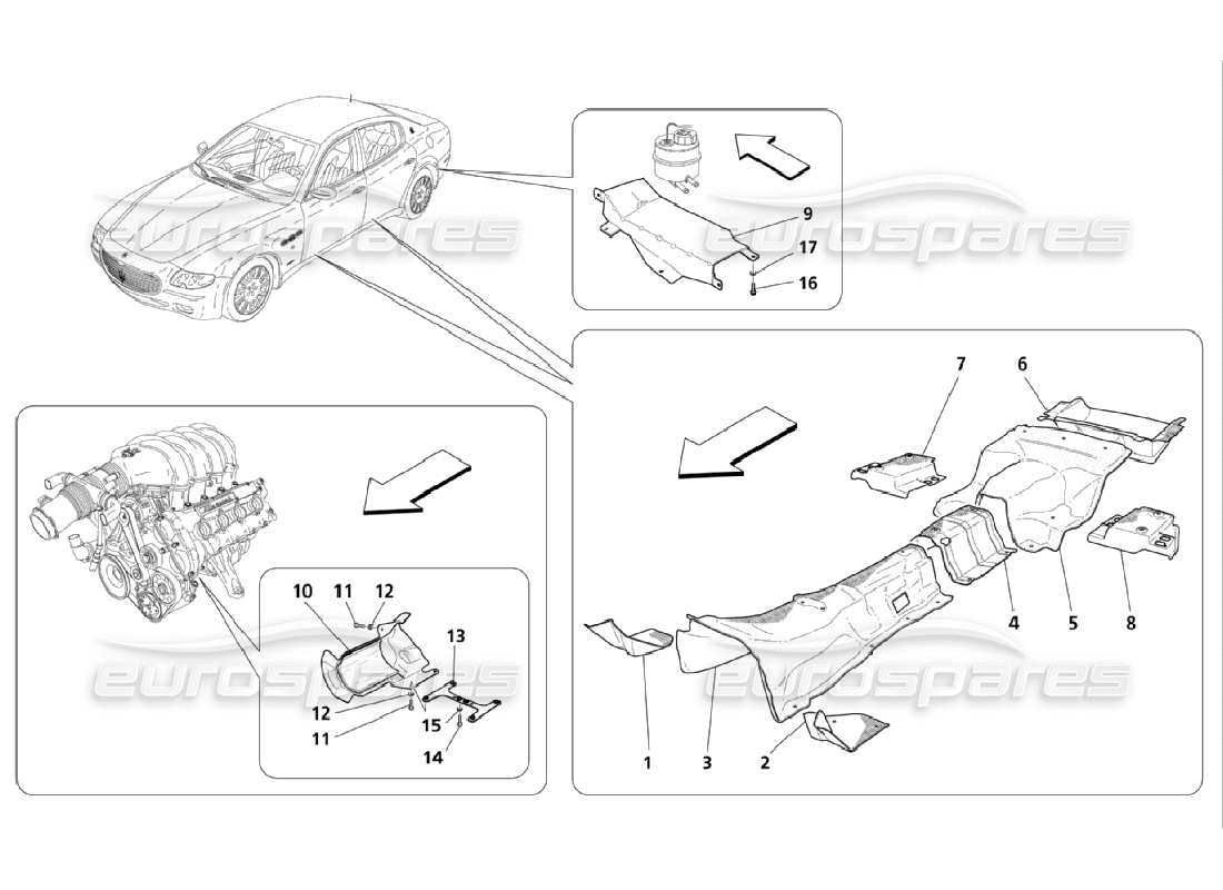 maserati qtp. (2006) 4.2 thermal insulations in car part diagram