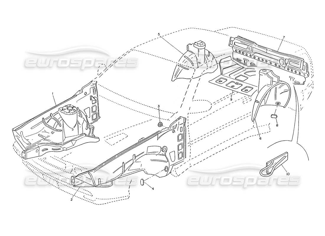 maserati ghibli 2.8 (non abs) bodywork- internal frame part diagram