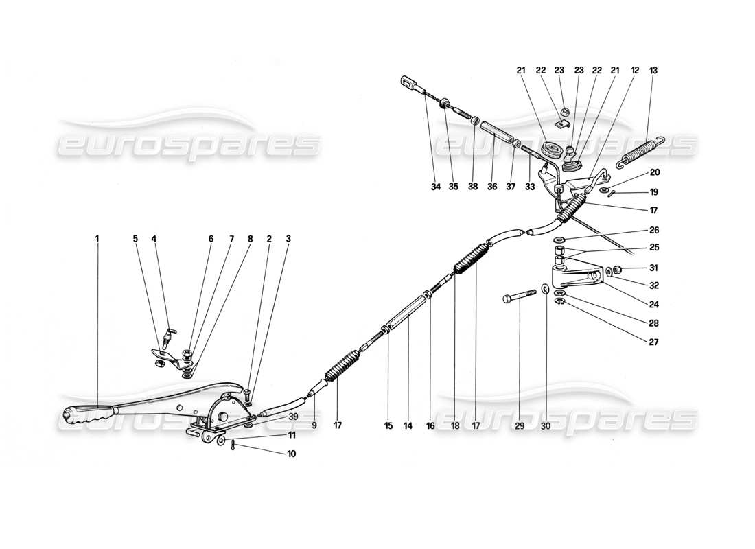 ferrari mondial 3.0 qv (1984) hand - brake control (valid only for lhd up to chassis no. 43011) part diagram