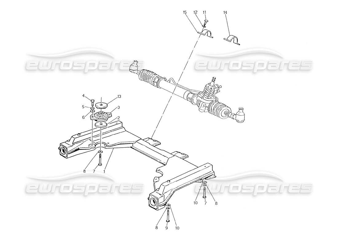 maserati karif 2.8 front subframe and steering box part diagram