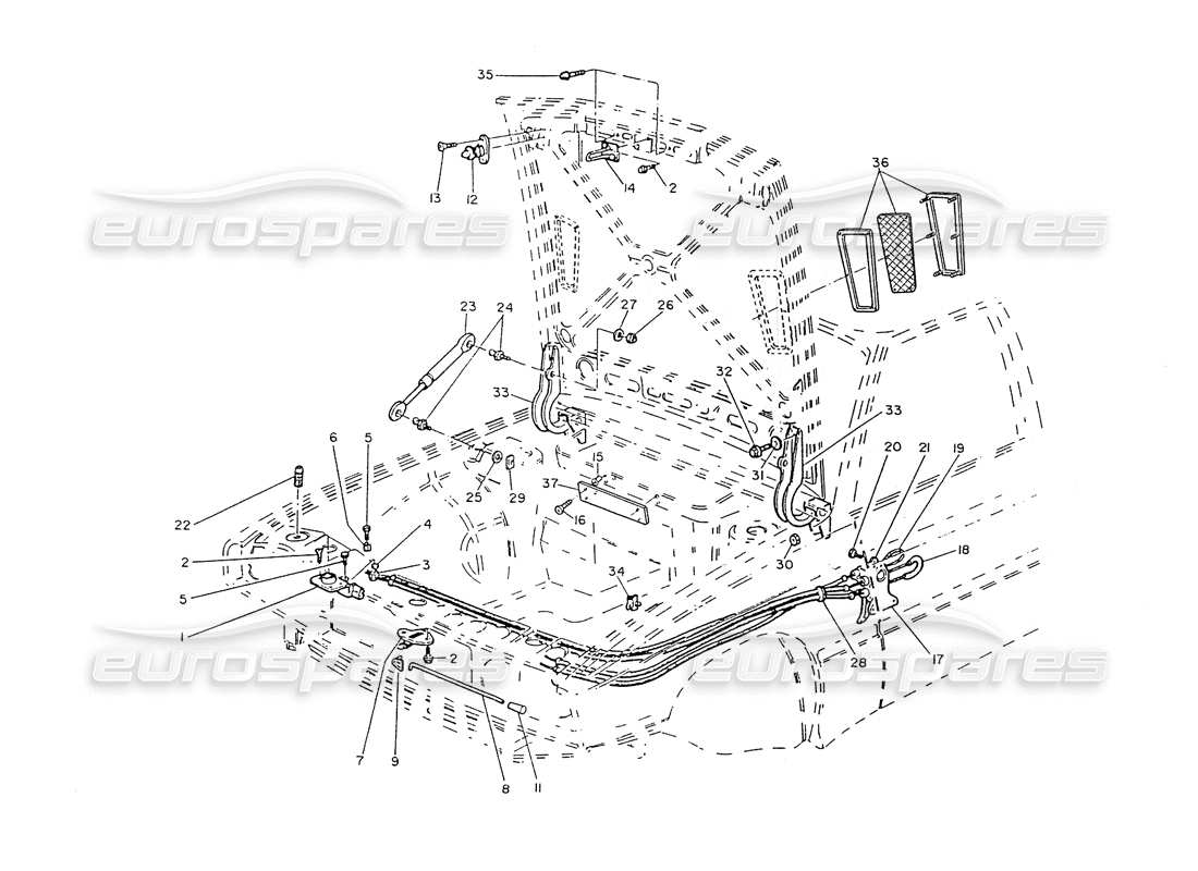 maserati ghibli 2.8 (non abs) engine hood-hinges, opening controls part diagram