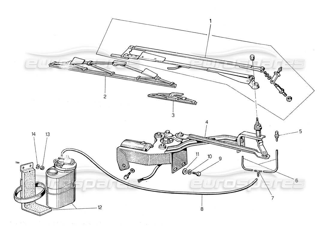 lamborghini countach lp400 windscreen wiper part diagram