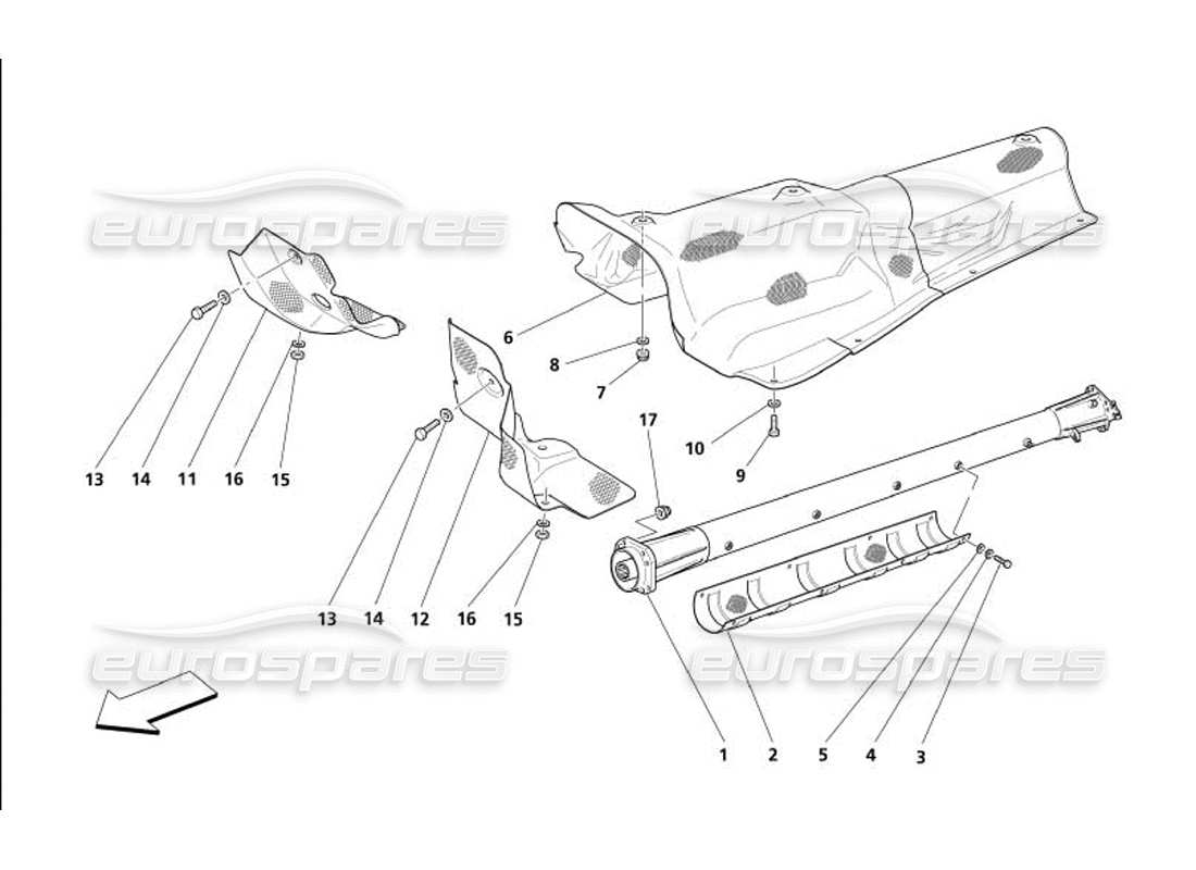 maserati 4200 coupe (2005) engine-transmission connection tube and insulations part diagram