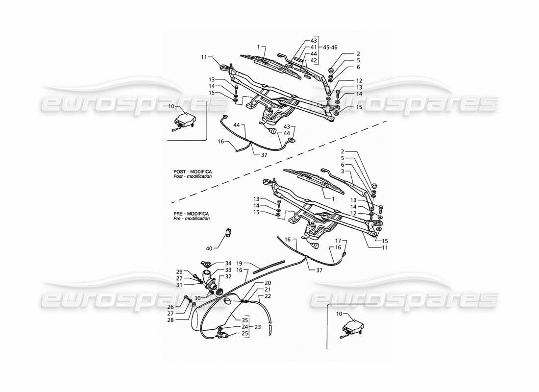 maserati qtp. 3.2 v8 (1999) windscreen wiper washer (lh drive) part diagram