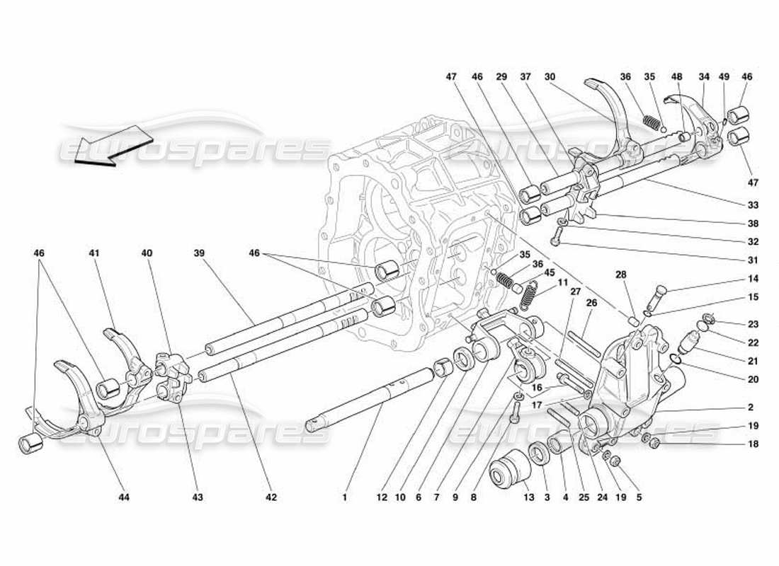 ferrari 550 barchetta outside gearbox controls part diagram