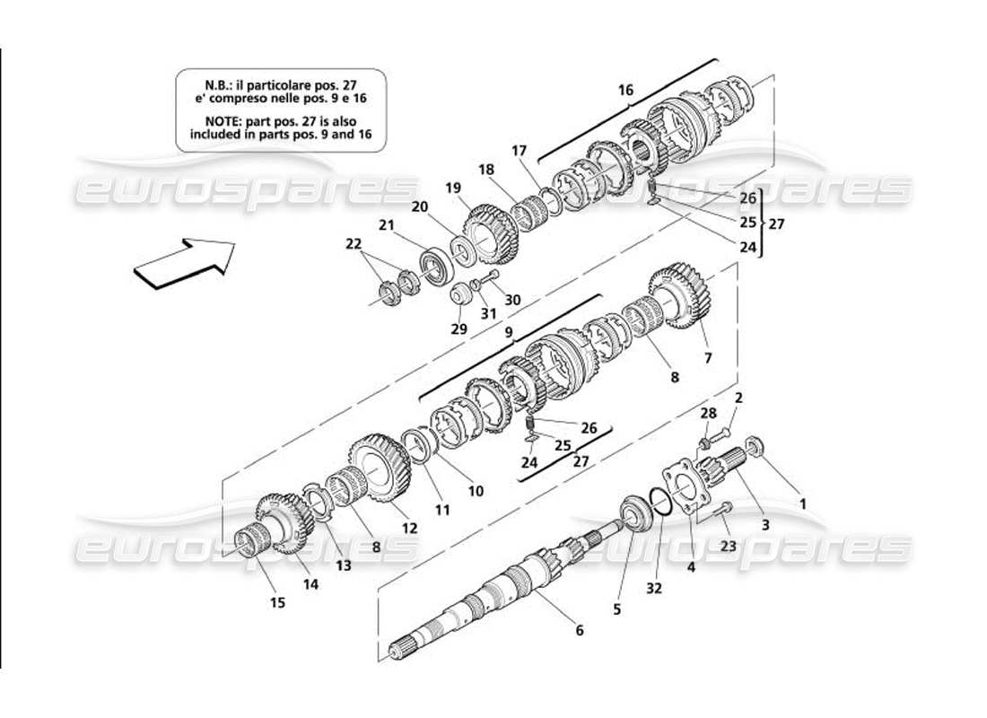 maserati 4200 coupe (2005) main shaft gears part diagram