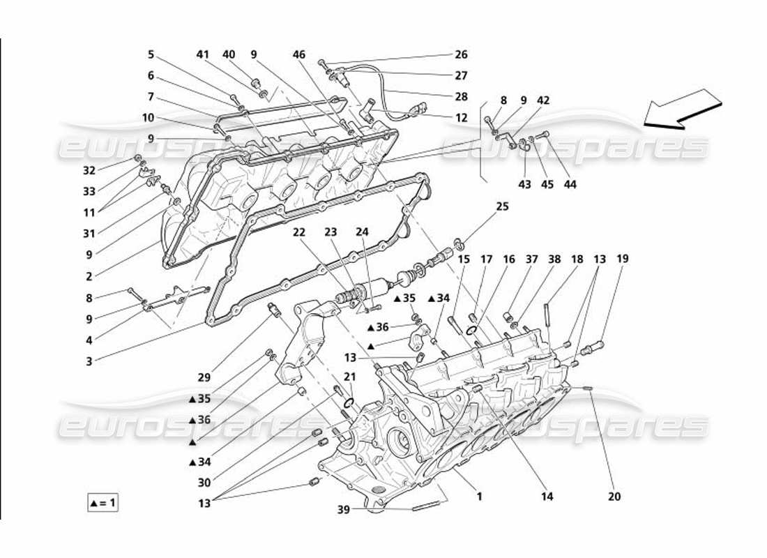 maserati 4200 coupe (2005) rh cylinder head part diagram