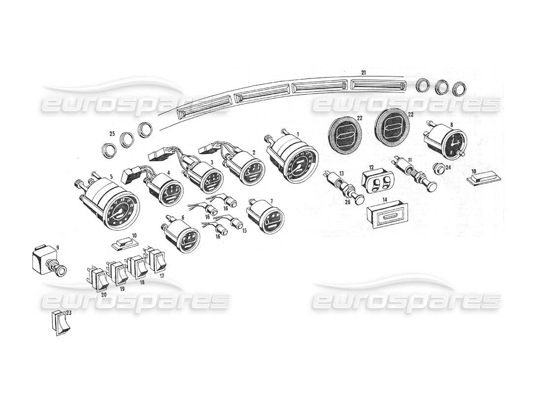 maserati indy 4.2 dashboard instruments part diagram