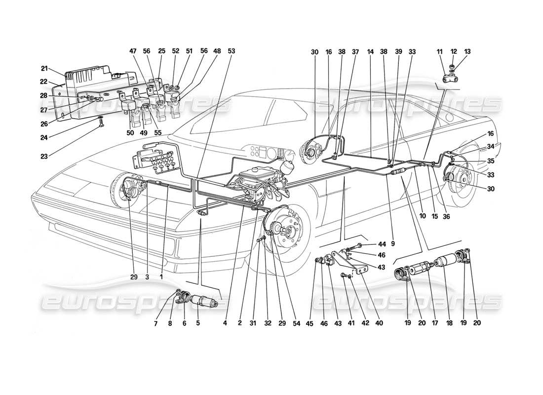 ferrari mondial 3.2 qv (1987) anti skid system part diagram