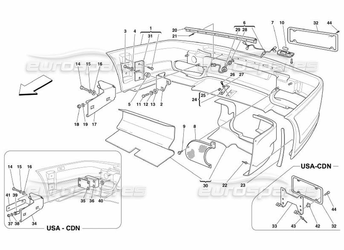 ferrari 575 superamerica rear bumper part diagram