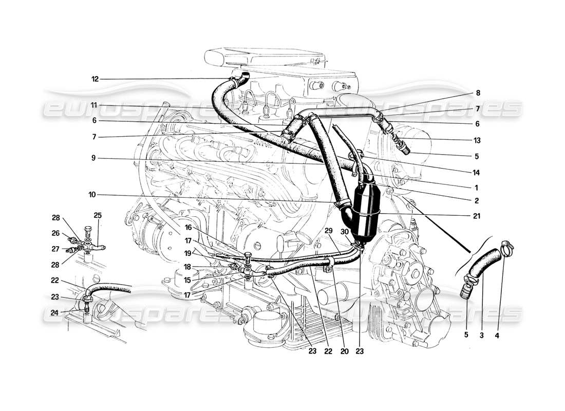 ferrari 328 (1988) blow - by system part diagram