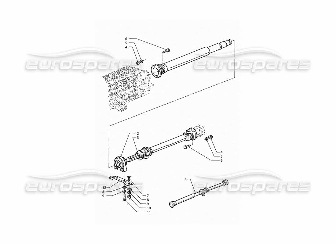 maserati ghibli 2.8 (abs) propeller shaft and carrier part diagram