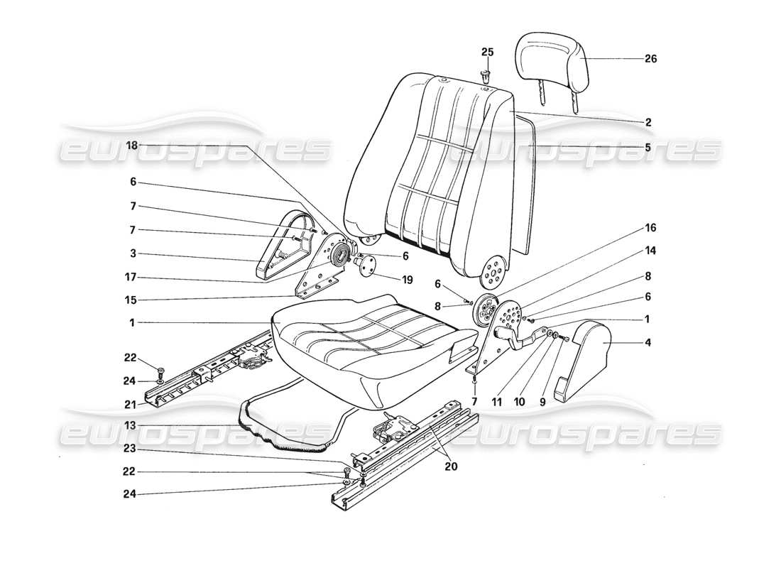 ferrari 328 (1988) seat part diagram