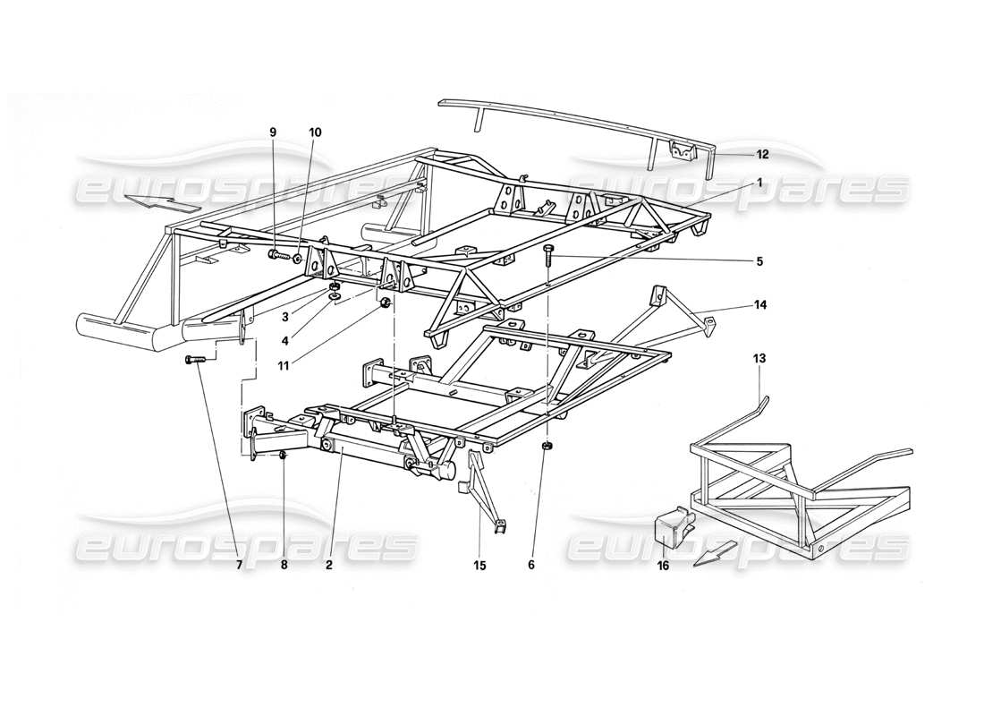 ferrari testarossa (1990) rear frame part diagram