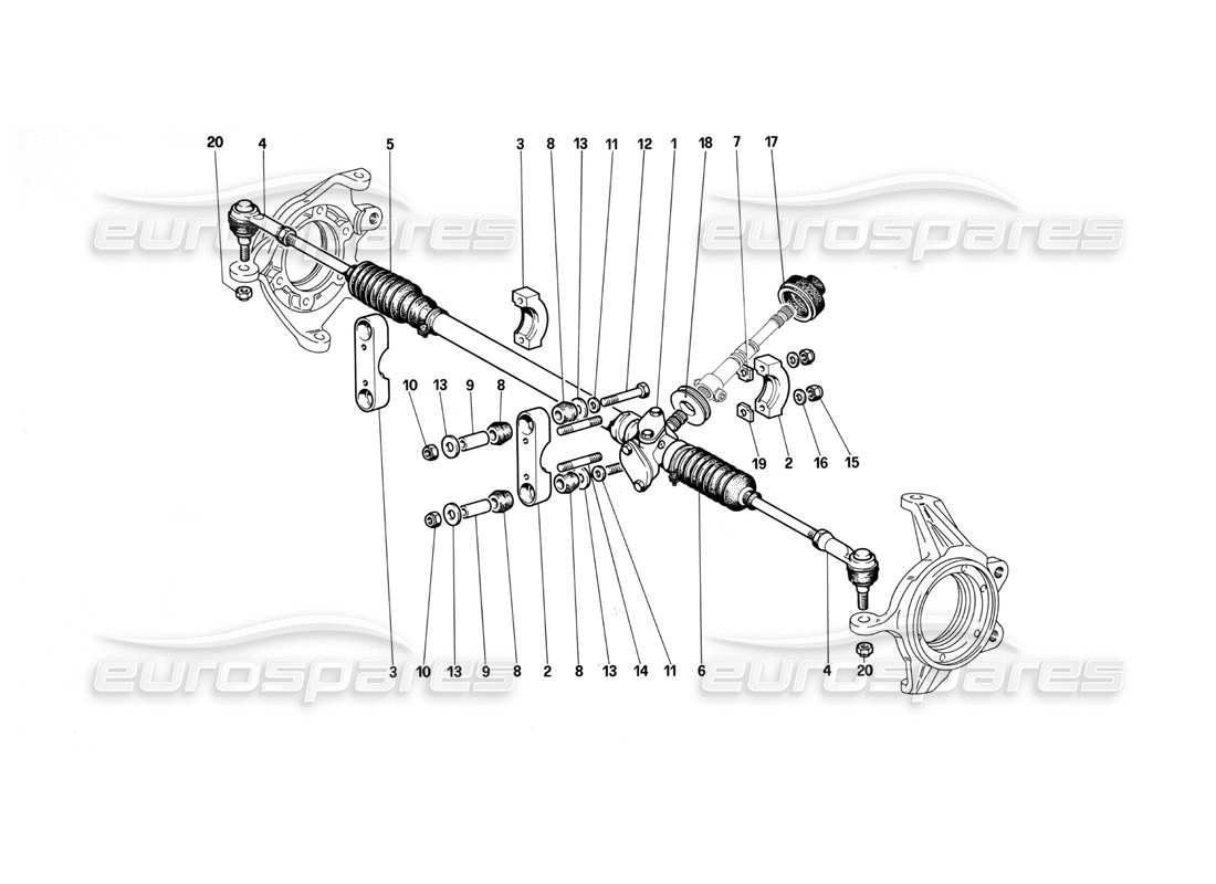 ferrari testarossa (1990) steering box and linkage part diagram