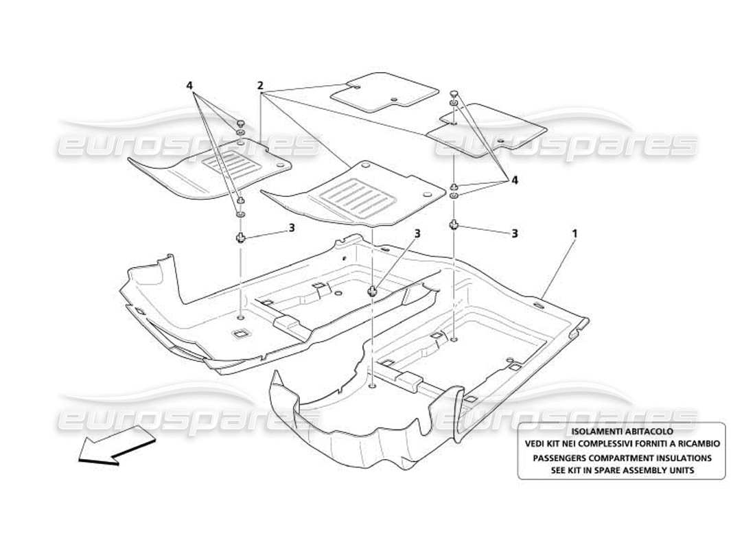 maserati 4200 coupe (2005) passengers compartment carpets part diagram