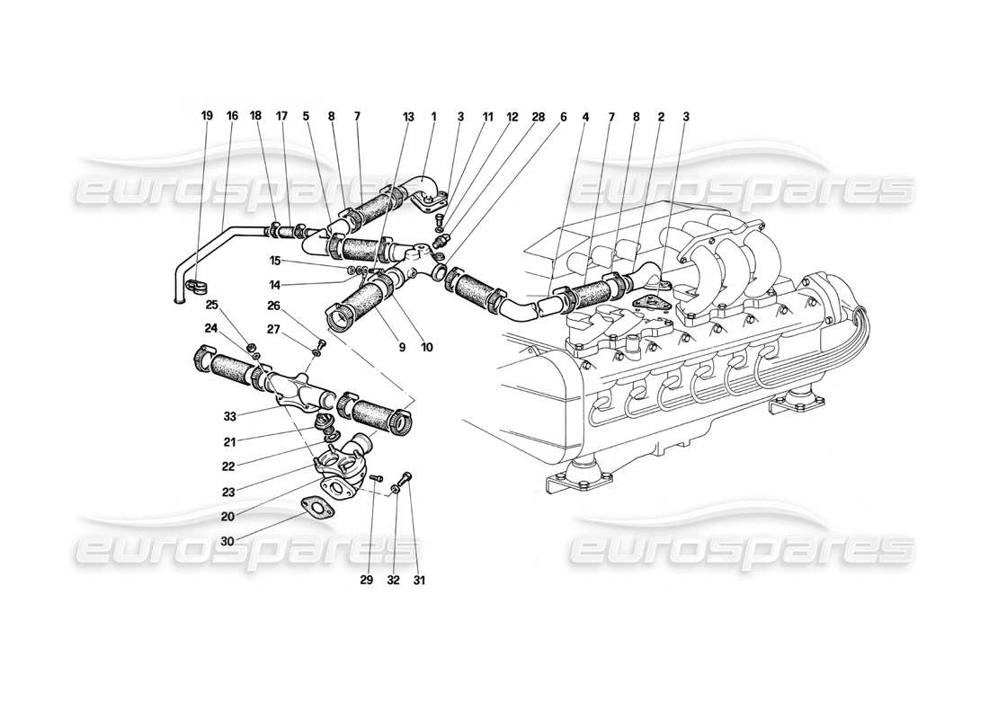 ferrari testarossa (1990) engine cooling part diagram