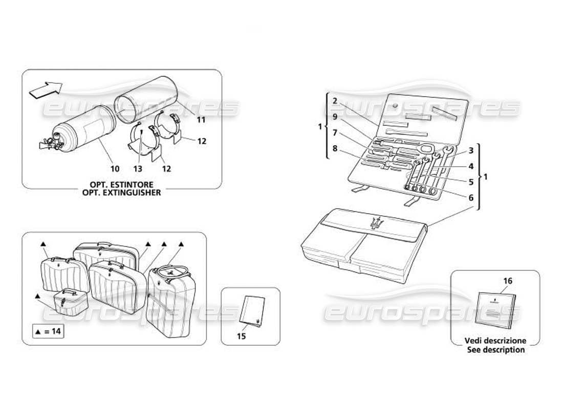 maserati 4200 coupe (2005) tools equipment and accessories part diagram