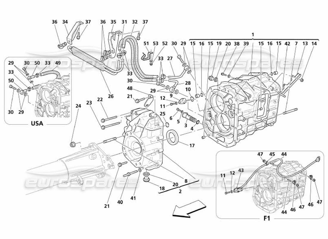 maserati 4200 coupe (2005) gearbox - cover - gearbox oil radiator part diagram