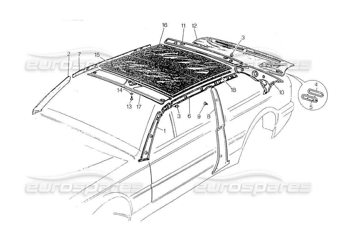 maserati 418 / 4.24v / 430 roof and inner trims part diagram