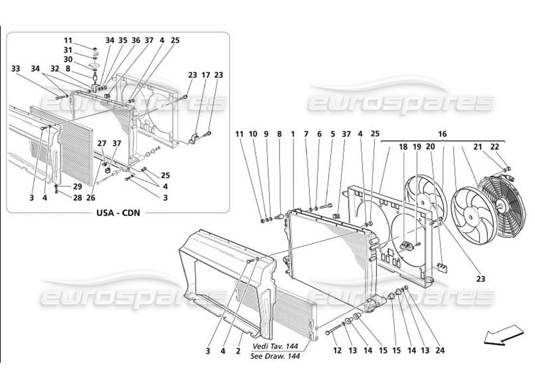 maserati 4200 coupe (2005) cooling system radiator part diagram