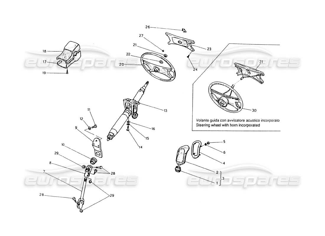 maserati 418 / 4.24v / 430 steering column and steering wheel part diagram