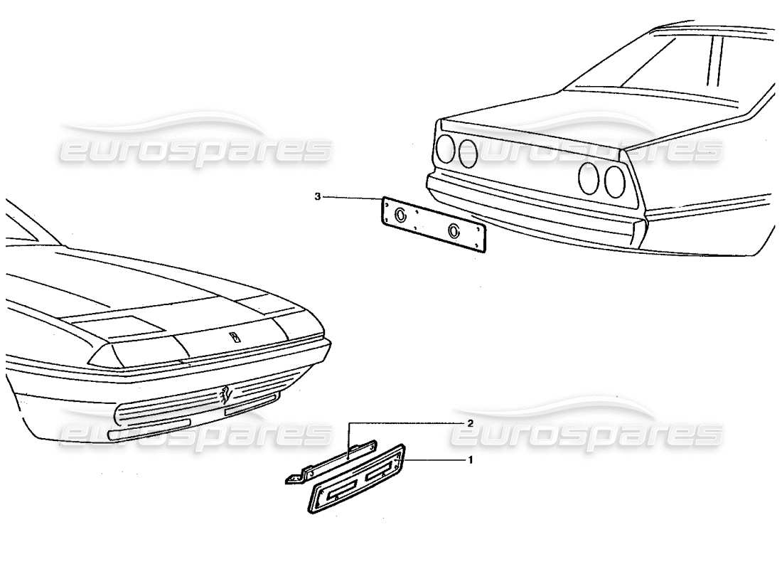 ferrari 400 gt / 400i (coachwork) front & rear number plate holder part diagram