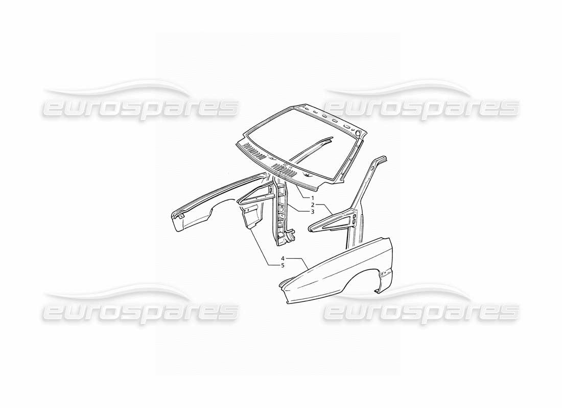 maserati ghibli 2.8 (abs) body shell: outer panels part diagram